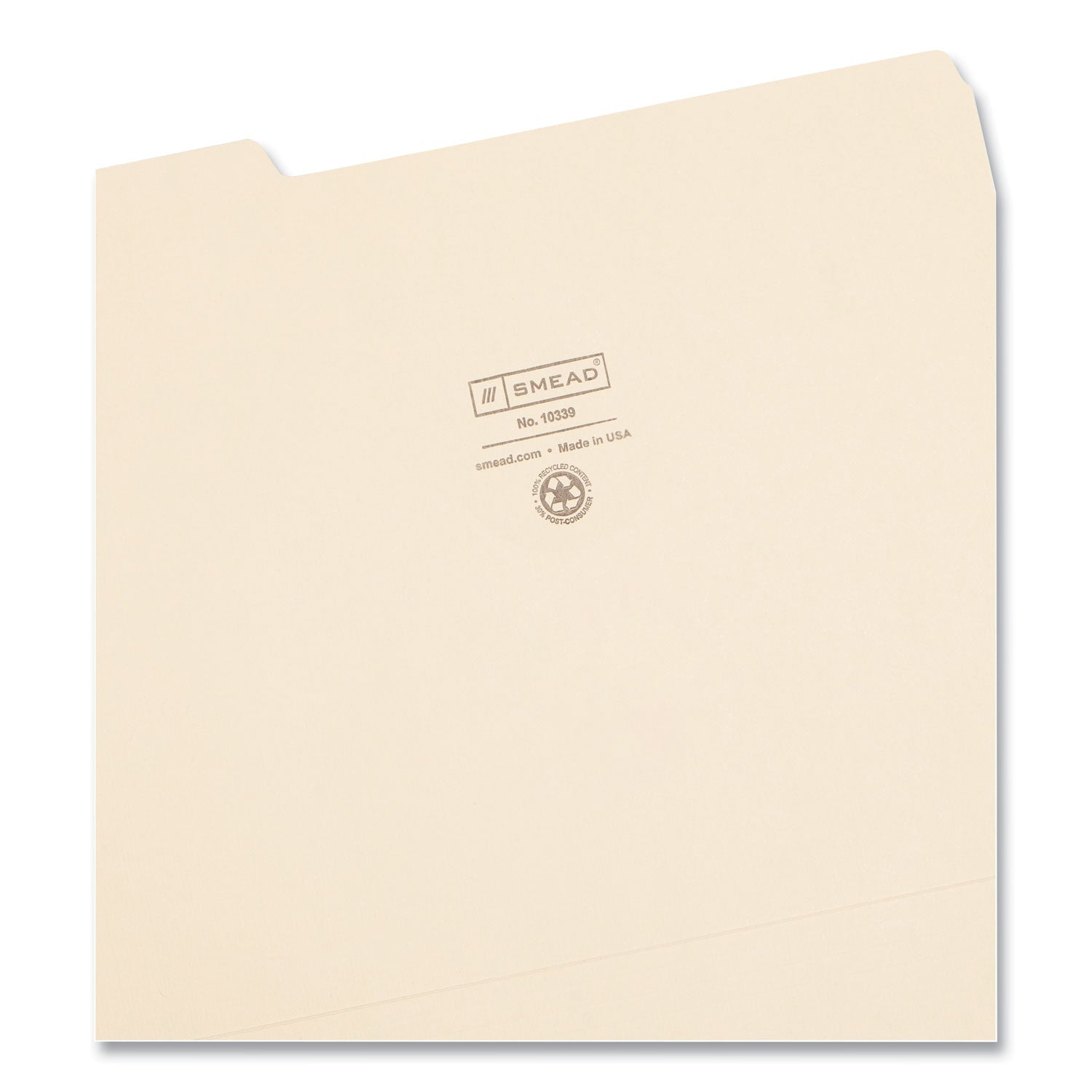 Smead 1/3 Tab Cut Letter Recycled Top Tab File Folder - 8 1/2" x 11" - 3/4" Expansion - Top Tab Location - Assorted Tab Position - 11 pt. - 1 Plys - Manila - Acid-free, Rounded Corner - 100% Recycled - 100 / Box
