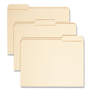 Smead 1/3 Tab Cut Letter Recycled Top Tab File Folder - 8 1/2" x 11" - Top Tab Location - Assorted Tab Position - 11 pt. - 2 Plys - Manila - Acid-free, Reinforced Tab - 100% Recycled - 100 / Box