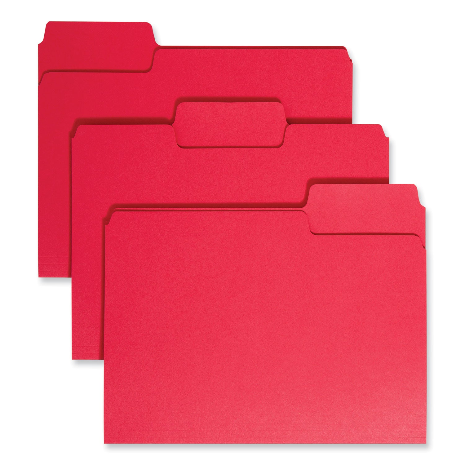 Smead SuperTab 1/3 Tab Cut Letter Recycled Top Tab File Folder - 8 1/2" x 11" - 3/4" Expansion - Assorted Tab Position - 11 pt. - 1 Plys - Red - 10% Recycled - 100 / Box