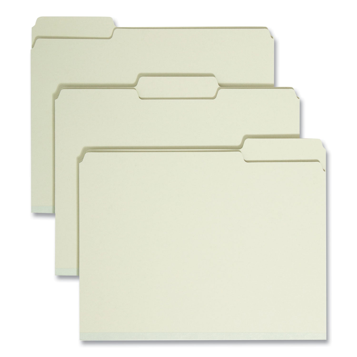 Smead 1/3 Tab Cut Letter Recycled Top Tab File Folder - 8 1/2" x 11" - 1" Expansion - Top Tab Location - Assorted Tab Position - 25 pt. - Pressboard - Gray, Green - Heavy Duty, Wear Resistant, Tear Resistant - 100% Recycled - 25 / Box