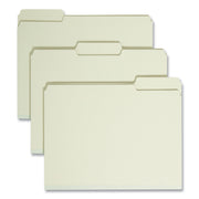 Smead 1/3 Tab Cut Letter Recycled Top Tab File Folder - 8 1/2" x 11" - 1" Expansion - Top Tab Location - Assorted Tab Position - 25 pt. - Pressboard - Gray, Green - Heavy Duty, Wear Resistant, Tear Resistant - 100% Recycled - 25 / Box
