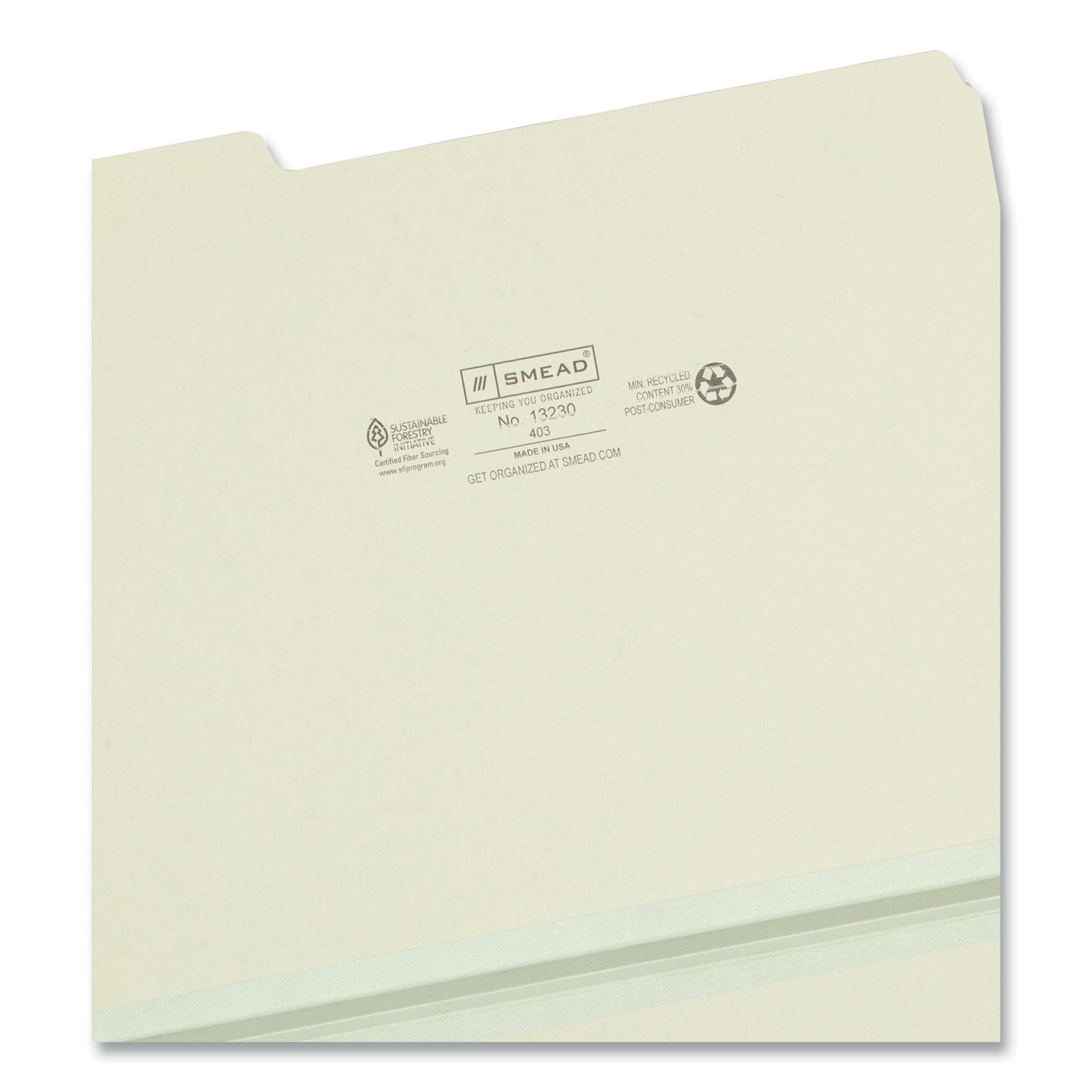 Smead 1/3 Tab Cut Letter Recycled Top Tab File Folder - 8 1/2" x 11" - 1" Expansion - Top Tab Location - Assorted Tab Position - 25 pt. - Pressboard - Gray, Green - Heavy Duty, Wear Resistant, Tear Resistant - 100% Recycled - 25 / Box