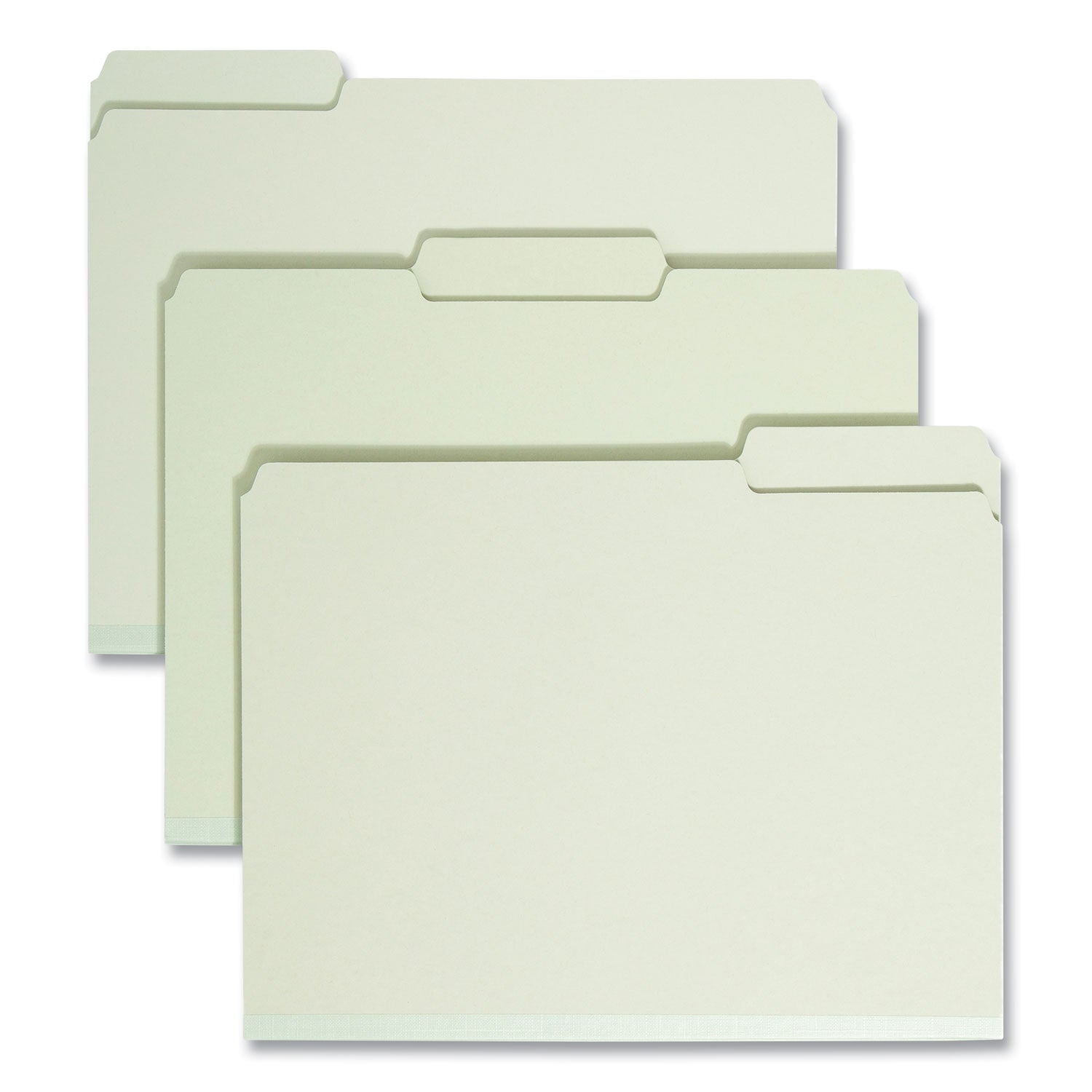 Smead 1/3 Tab Cut Letter Recycled Top Tab File Folder - 8 1/2" x 11" - 2" Expansion - Top Tab Location - Assorted Tab Position - 25 pt. - Pressboard - Gray/Green - Heavy Duty, Rounded Corner, Wear Resistant, Tear Resistant - 100% Recycled - 25 / Box