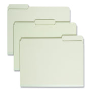 Smead 1/3 Tab Cut Letter Recycled Top Tab File Folder - 8 1/2" x 11" - 2" Expansion - Top Tab Location - Assorted Tab Position - 25 pt. - Pressboard - Gray/Green - Heavy Duty, Rounded Corner, Wear Resistant, Tear Resistant - 100% Recycled - 25 / Box