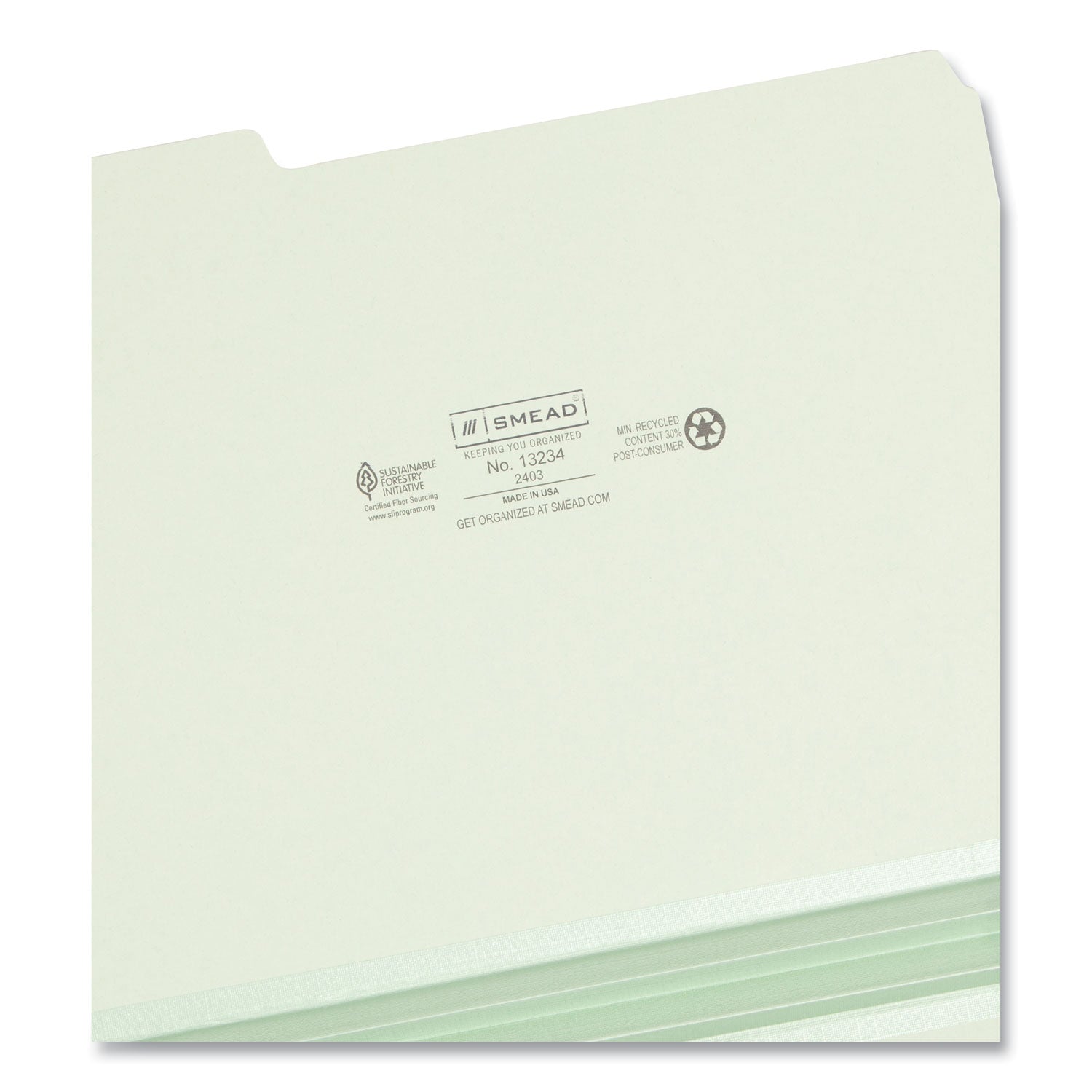 Smead 1/3 Tab Cut Letter Recycled Top Tab File Folder - 8 1/2" x 11" - 2" Expansion - Top Tab Location - Assorted Tab Position - 25 pt. - Pressboard - Gray/Green - Heavy Duty, Rounded Corner, Wear Resistant, Tear Resistant - 100% Recycled - 25 / Box