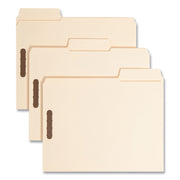 Smead SuperTab 1/3 Tab Cut Letter Recycled Fastener Folder - 8 1/2" x 11" - 3/4" Expansion - 2 x 2K Fastener(s) - 2" Fastener Capacity - Top Tab Location - Assorted Tab Position - 11 pt. - 2 Plys - Manila - Reinforced Tab - 10% Recycled - 50 / Box