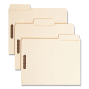 Smead SuperTab 1/3-Cut Letter Size Recycled Fastener Folders, 2 Prong K Style, 2" Capacity, Reinforced Tab, 14 pt. Manila, Assorted Tab Positions, 2 Ply, 50/Box