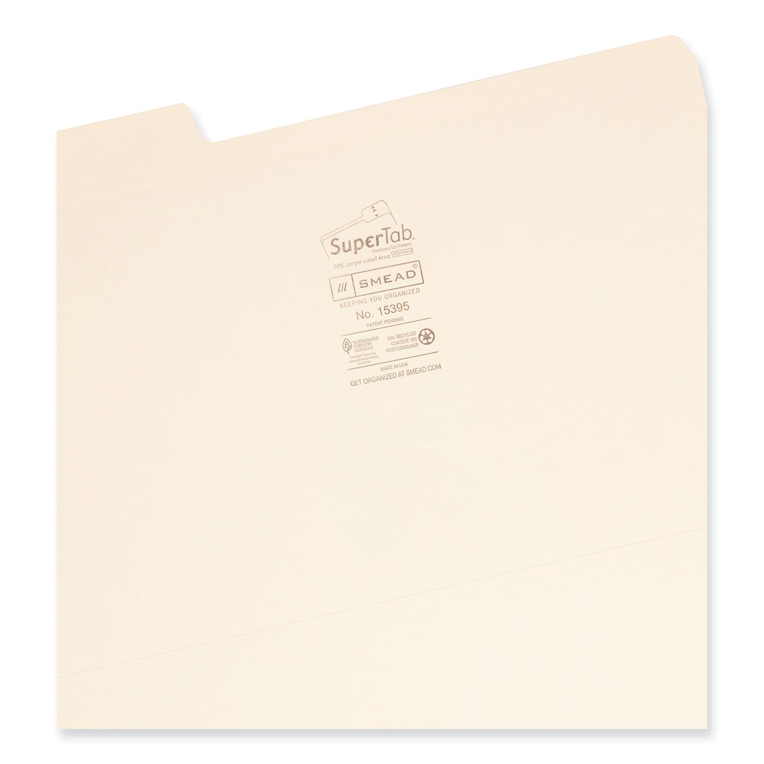 Smead SuperTab 1/3 Tab Cut Legal Recycled Top Tab File Folder - 8 1/2" x 14" - 3/4" Expansion - Top Tab Location - Assorted Tab Position - 11 pt. - 2 Plys - Manila - Label - 10% Recycled - 100 / Box