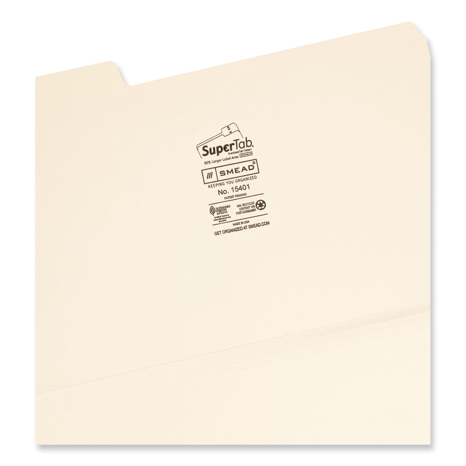 Smead SuperTab 1/3 Tab Cut Legal Recycled Top Tab File Folder - 8 1/2" x 14" - 3/4" Expansion - Top Tab Location - Assorted Tab Position - 14 pt. - 1 Plys - Manila - Durable, Heavyweight - 10% Recycled - 50 / Box