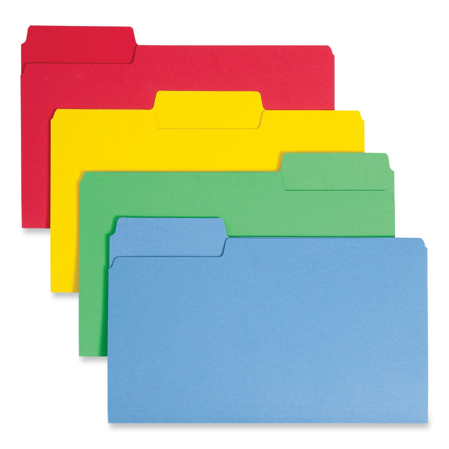 Smead SuperTab 1/3 Tab Cut Legal Recycled Top Tab File Folder - 8 1/2" x 14" - 3/4" Expansion - Top Tab Location - Assorted Tab Position - 14 pt. - 1 Plys - Blue, Red, Green, Yellow - Heavyweight, Durable - 10% Recycled - 50 / Box
