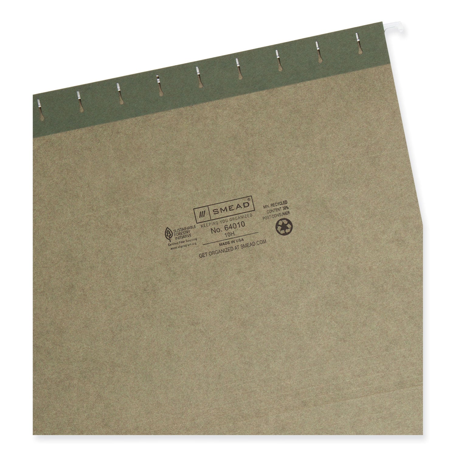 Smead Letter Recycled Hanging Folder - 8 1/2" x 11" - 2" Expansion - 11 pt. - Vinyl - Standard Green - 10% Recycled - 25 / Box