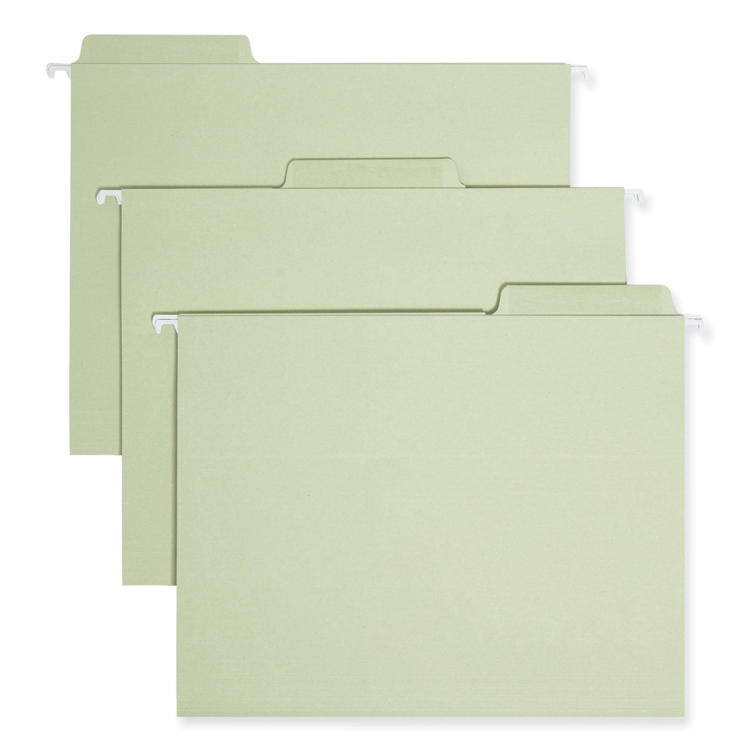 Smead FasTab 1/3 Tab Cut Letter Recycled Hanging Folder - 8 1/2" x 11" - Top Tab Location - Assorted Tab Position - 2 Plys - Moss - 10% Recycled - 20 / Box