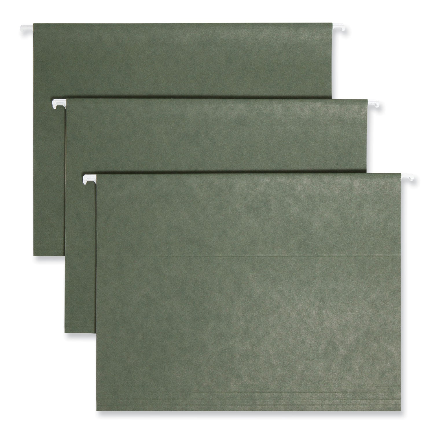 Smead 1/3 Tab Cut Letter Recycled Hanging Folder - 8 1/2" x 11" - Top Tab Location - Assorted Tab Position - 11 pt. - Vinyl - Standard Green - 10% Recycled - 25 / Box