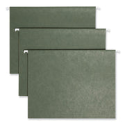 Smead 1/3 Tab Cut Letter Recycled Hanging Folder - 8 1/2" x 11" - Top Tab Location - Assorted Tab Position - 11 pt. - Vinyl - Standard Green - 10% Recycled - 25 / Box