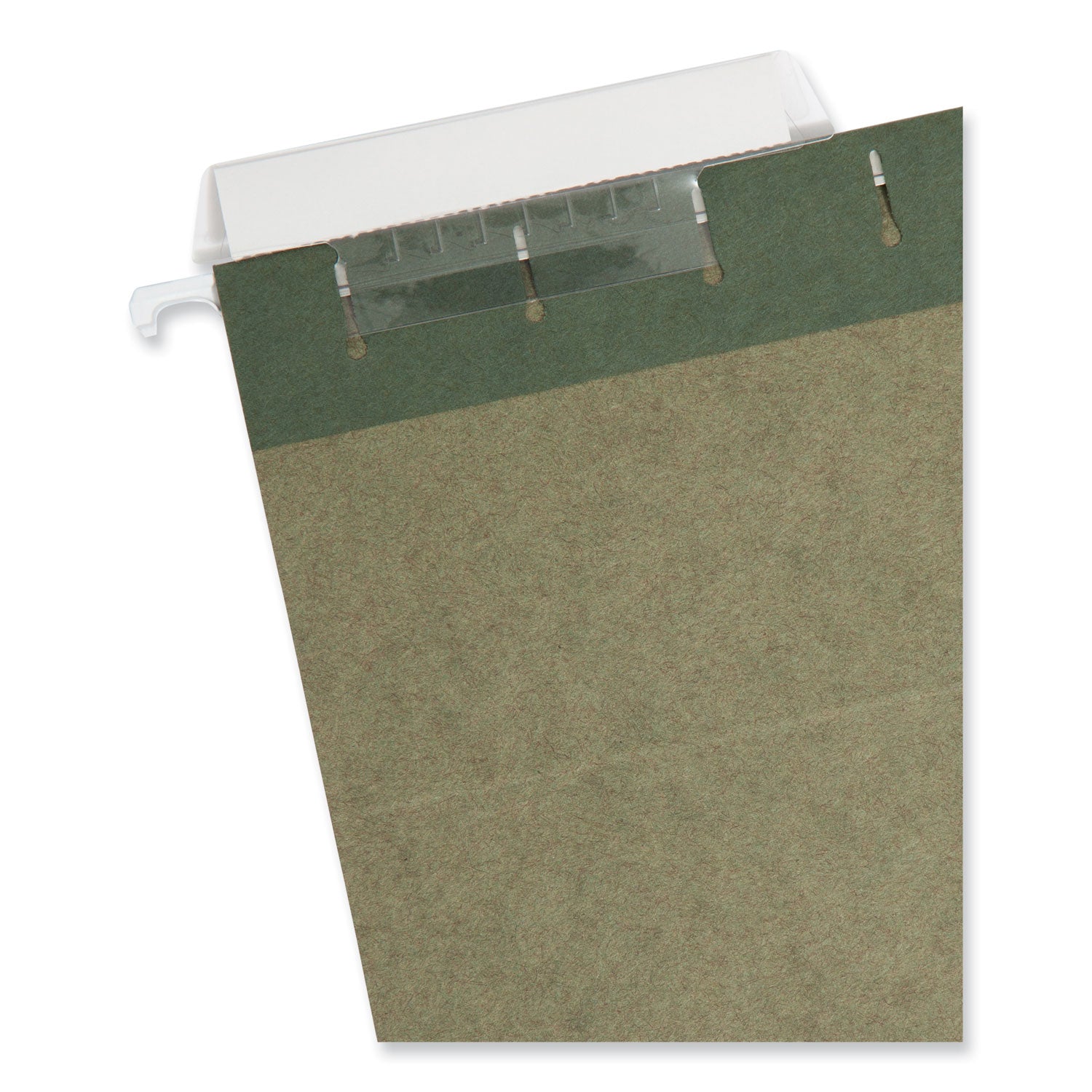 Smead 1/3 Tab Cut Letter Recycled Hanging Folder - 8 1/2" x 11" - Top Tab Location - Assorted Tab Position - 11 pt. - Vinyl - Standard Green - 10% Recycled - 25 / Box
