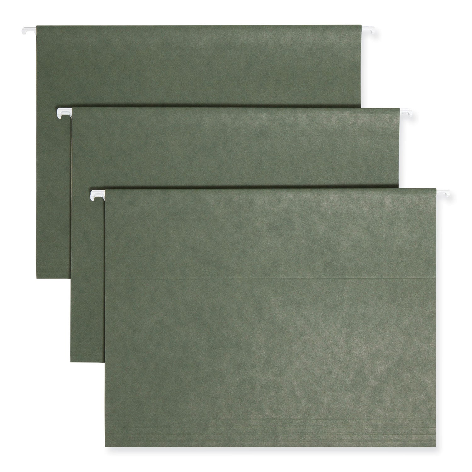 Smead TUFF 1/3 Tab Cut Letter Recycled Hanging Folder - 8 1/2" x 11" - Top Tab Location - Assorted Tab Position - 11 pt. - Standard Green - Heavy Duty, Tear Resistant - 10% Recycled - 20 / Box