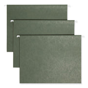 Smead TUFF 1/3 Tab Cut Letter Recycled Hanging Folder - 8 1/2" x 11" - Top Tab Location - Assorted Tab Position - 11 pt. - Standard Green - Heavy Duty, Tear Resistant - 10% Recycled - 20 / Box