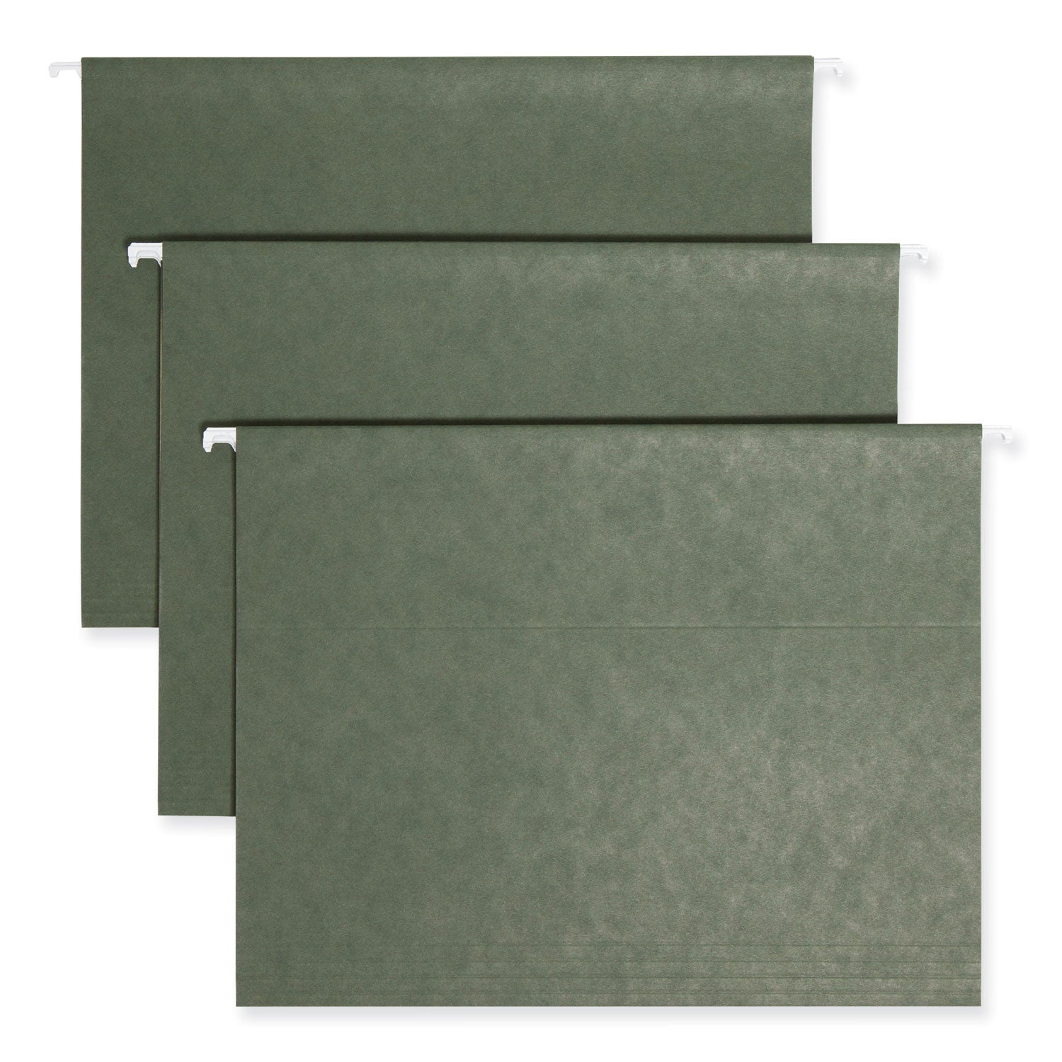 Smead 1/5 Tab Cut Letter Recycled Hanging Folder - 8 1/2" x 11" - Top Tab Location - Assorted Tab Position - 11 pt. - Vinyl - Standard Green - 10% Recycled - 25 / Box