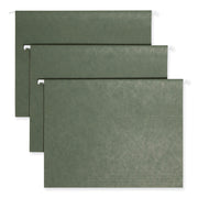 Smead 1/5 Tab Cut Letter Recycled Hanging Folder - 8 1/2" x 11" - Top Tab Location - Assorted Tab Position - 11 pt. - Vinyl - Standard Green - 10% Recycled - 25 / Box