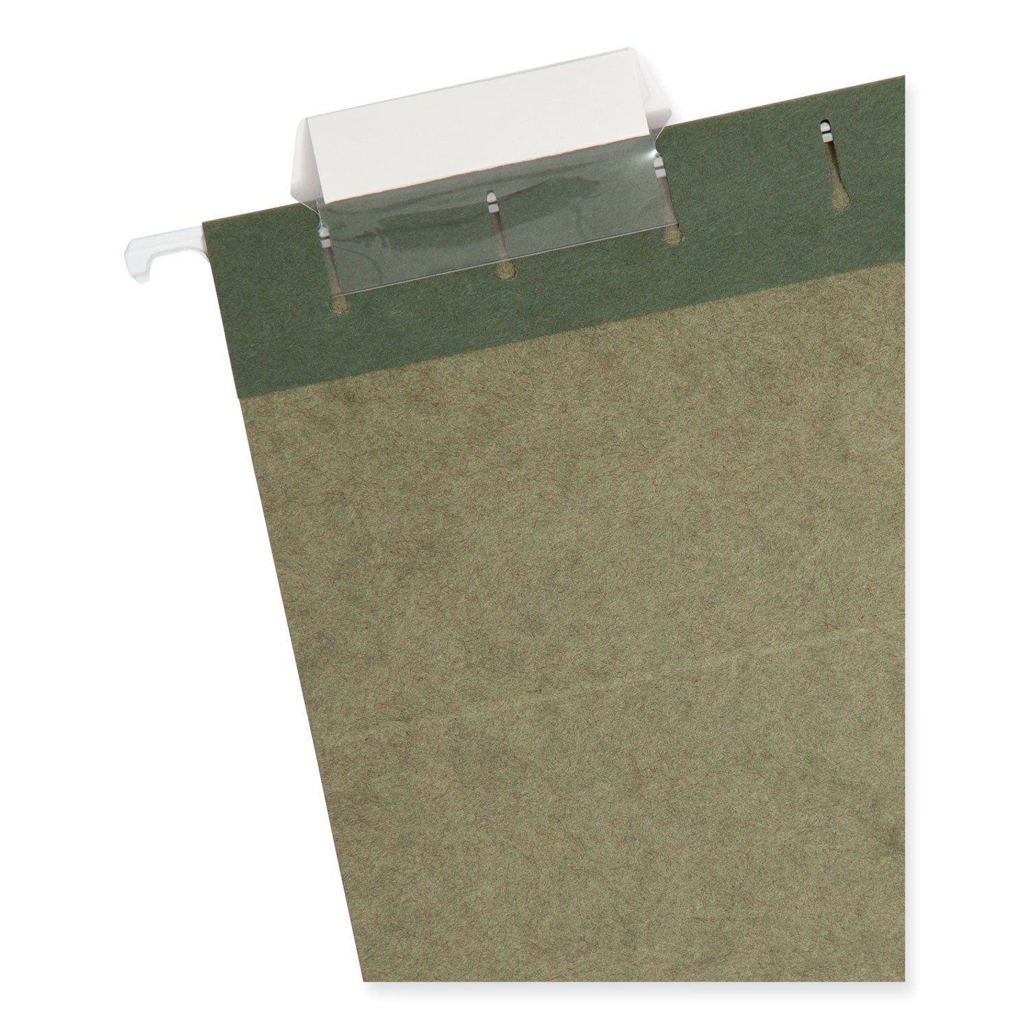 Smead 1/5 Tab Cut Letter Recycled Hanging Folder - 8 1/2" x 11" - Top Tab Location - Assorted Tab Position - 11 pt. - Vinyl - Standard Green - 10% Recycled - 25 / Box
