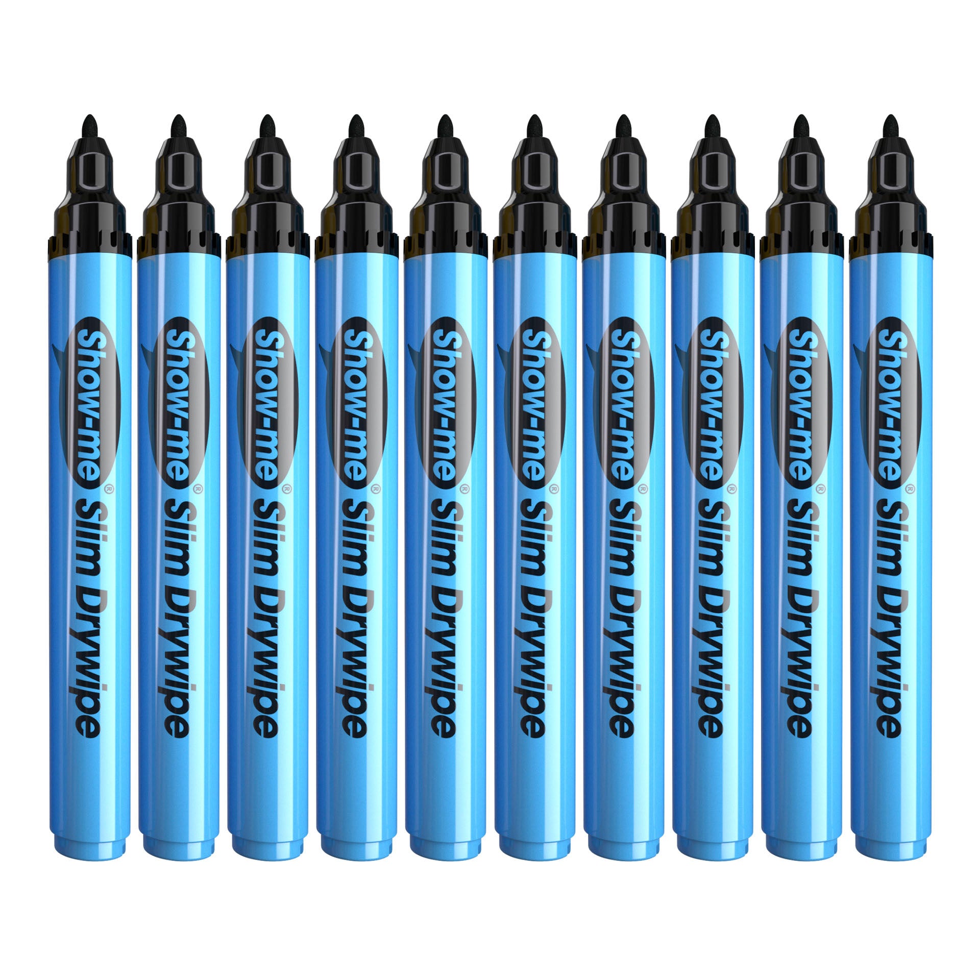 Fine Tip Slim Barrel Dry Erase Markers, Black, Box of 10