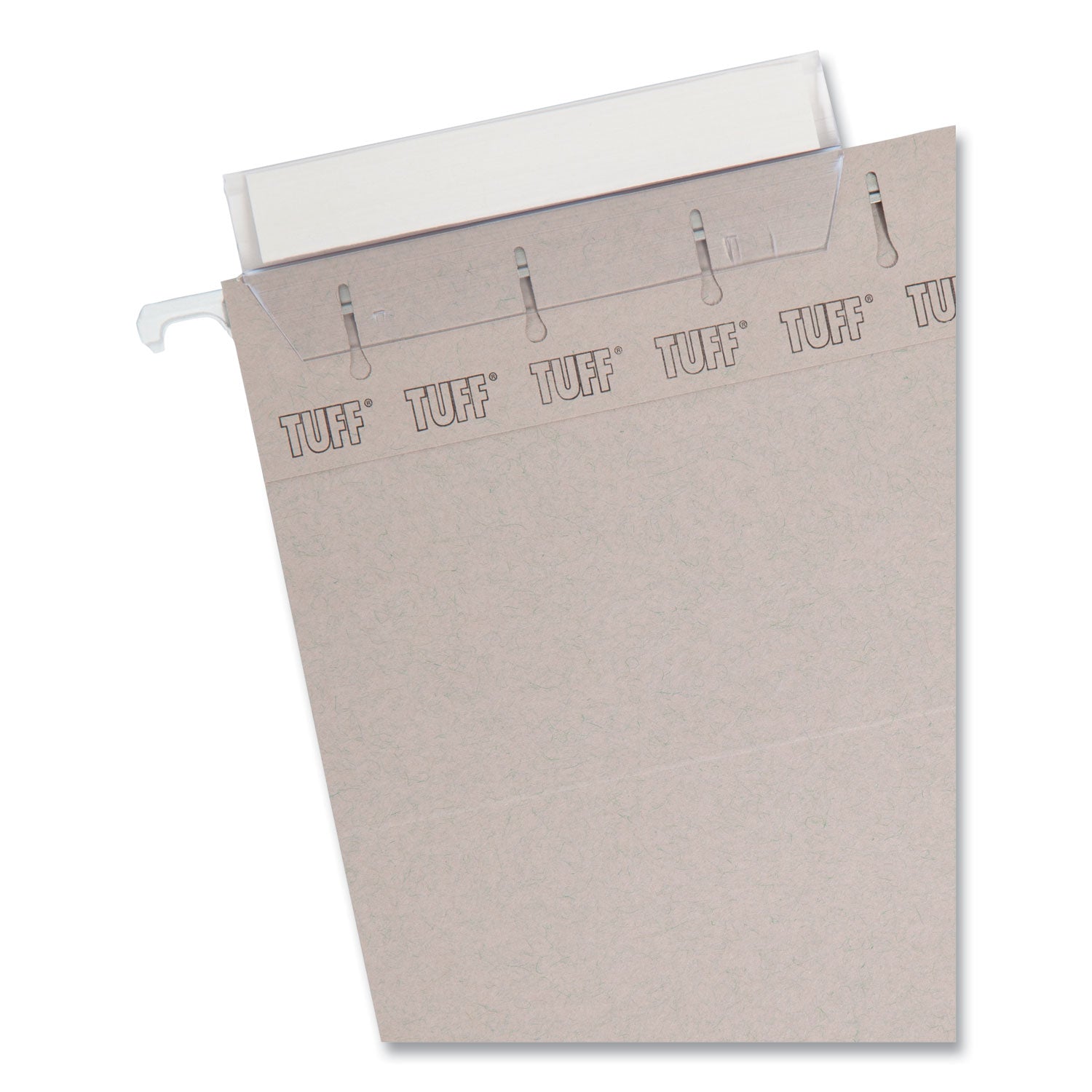 Smead TUFF 1/3 Tab Cut Letter Recycled Hanging Folder - 8 1/2" x 11" - Top Tab Location - Assorted Tab Position - 11 pt. - Plastic - Steel Gray - Tear Resistant, Heavy Duty - 10% Recycled - 1 / Pack