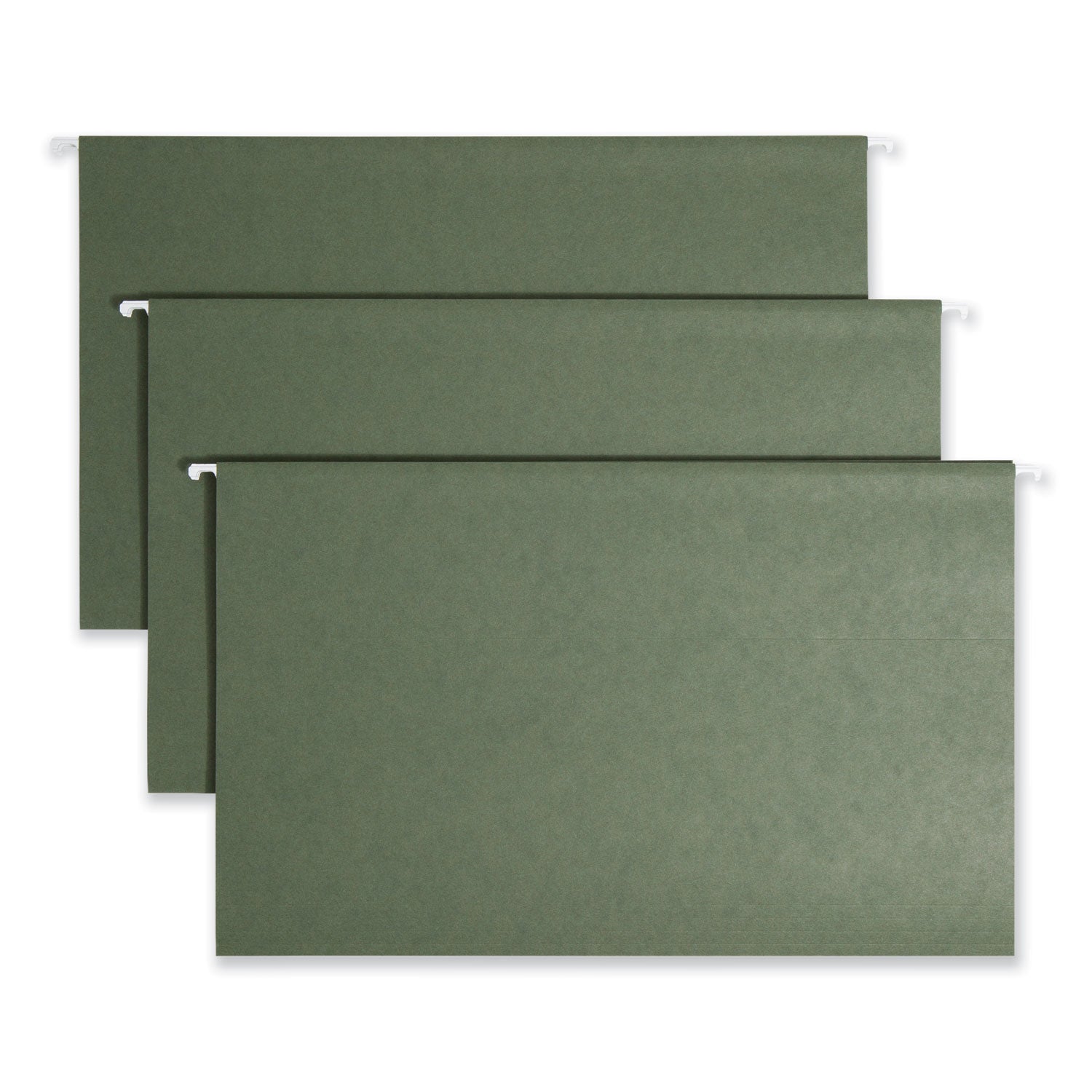 Smead 1/5 Tab Cut Legal Recycled Hanging Folder - 8 1/2" x 14" - Top Tab Location - Assorted Tab Position - 11 pt. - Vinyl - Standard Green - 10% Recycled - 25 / Box