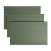 Smead 1/5 Tab Cut Legal Recycled Hanging Folder - 8 1/2" x 14" - Top Tab Location - Assorted Tab Position - 11 pt. - Vinyl - Standard Green - 10% Recycled - 25 / Box