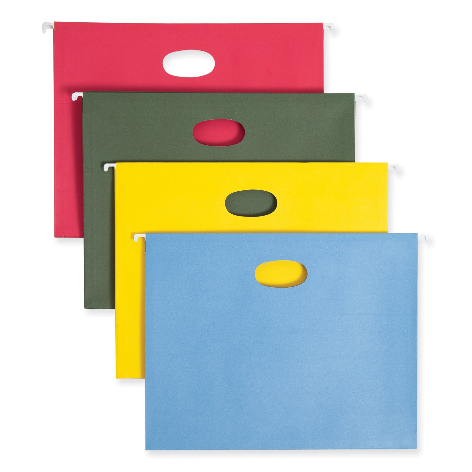 Smead Letter Recycled Hanging Folder - 8 1/2" x 11" - 3 1/2" Expansion - 11 pt. - Blue, Green, Red, Yellow - 10% Recycled - 4 / Pack
