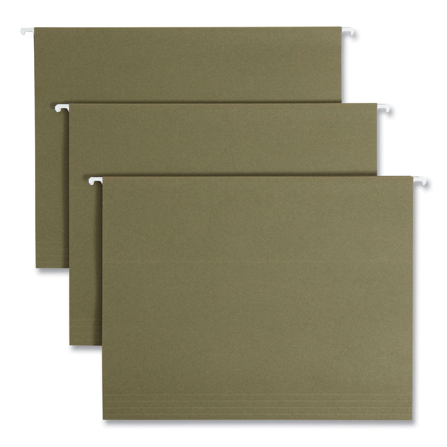 Smead 1/5 Tab Cut Letter Recycled Hanging Folder - 8 1/2" x 11" - Top Tab Location - Assorted Tab Position - 11 pt. - Vinyl - Standard Green - Hanging System - 100% Recycled - 25 / Box