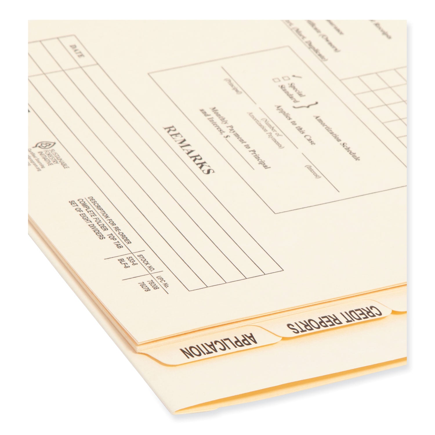14 3/8" x 9" - 11 pt. - Manila - Tab Divider, Divider, Punched, Preprinted - 10% Recycled - 8/Set - 12 / Box