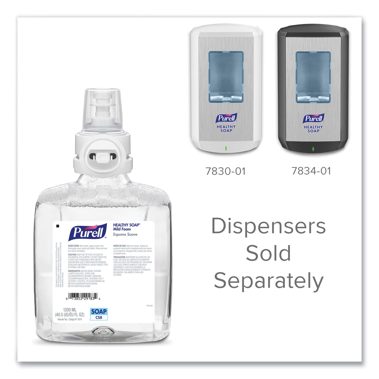 Professional HEALTHY SOAP Mild Foam Refill, For CS8 Dispensers, Fragrance-Free, 1,200 mL, 2/Carton