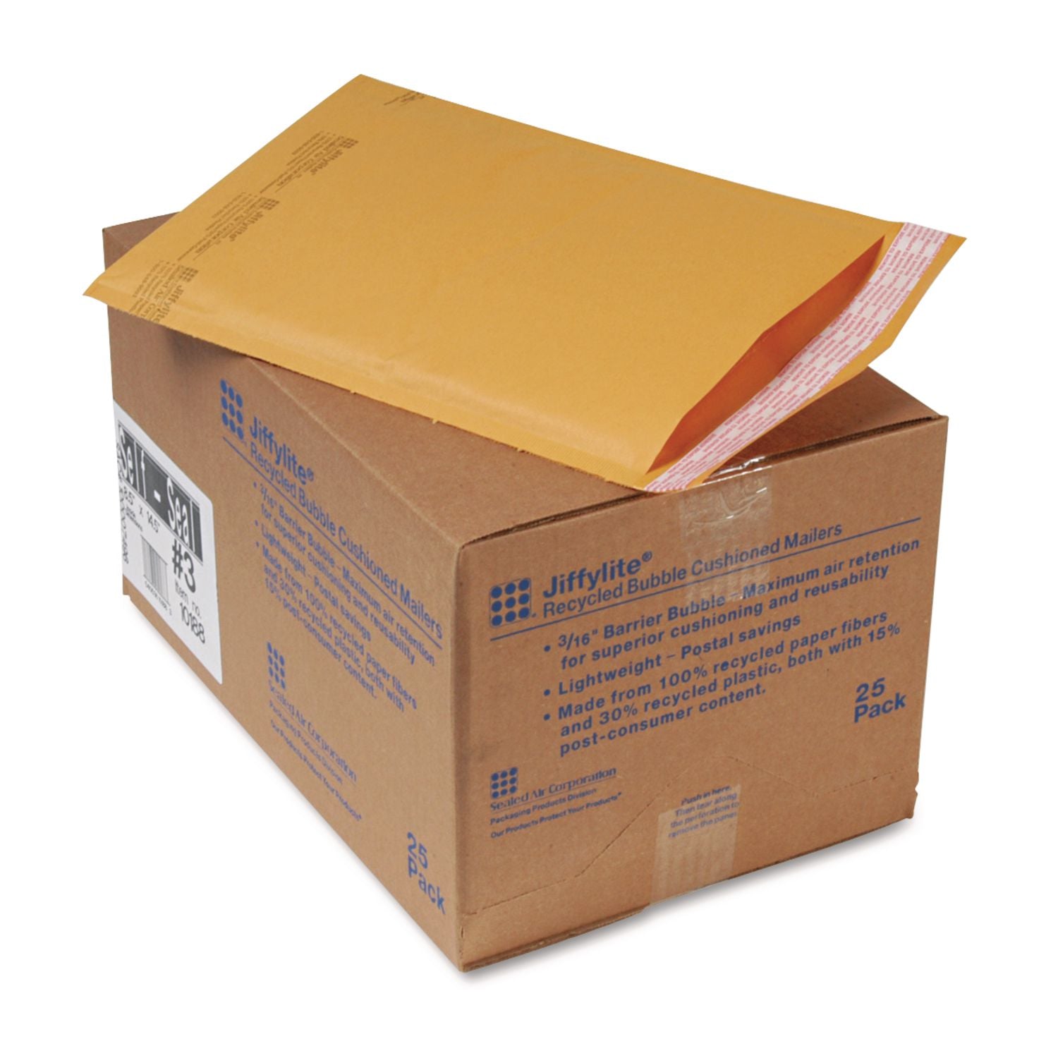 Sealed Air JiffyLite Cellular Cushioned Mailers - Bubble - #3 - 8 1/2" Width x 14 1/2" Length - Peel & Seal - Kraft - Kraft - 25 / Carton