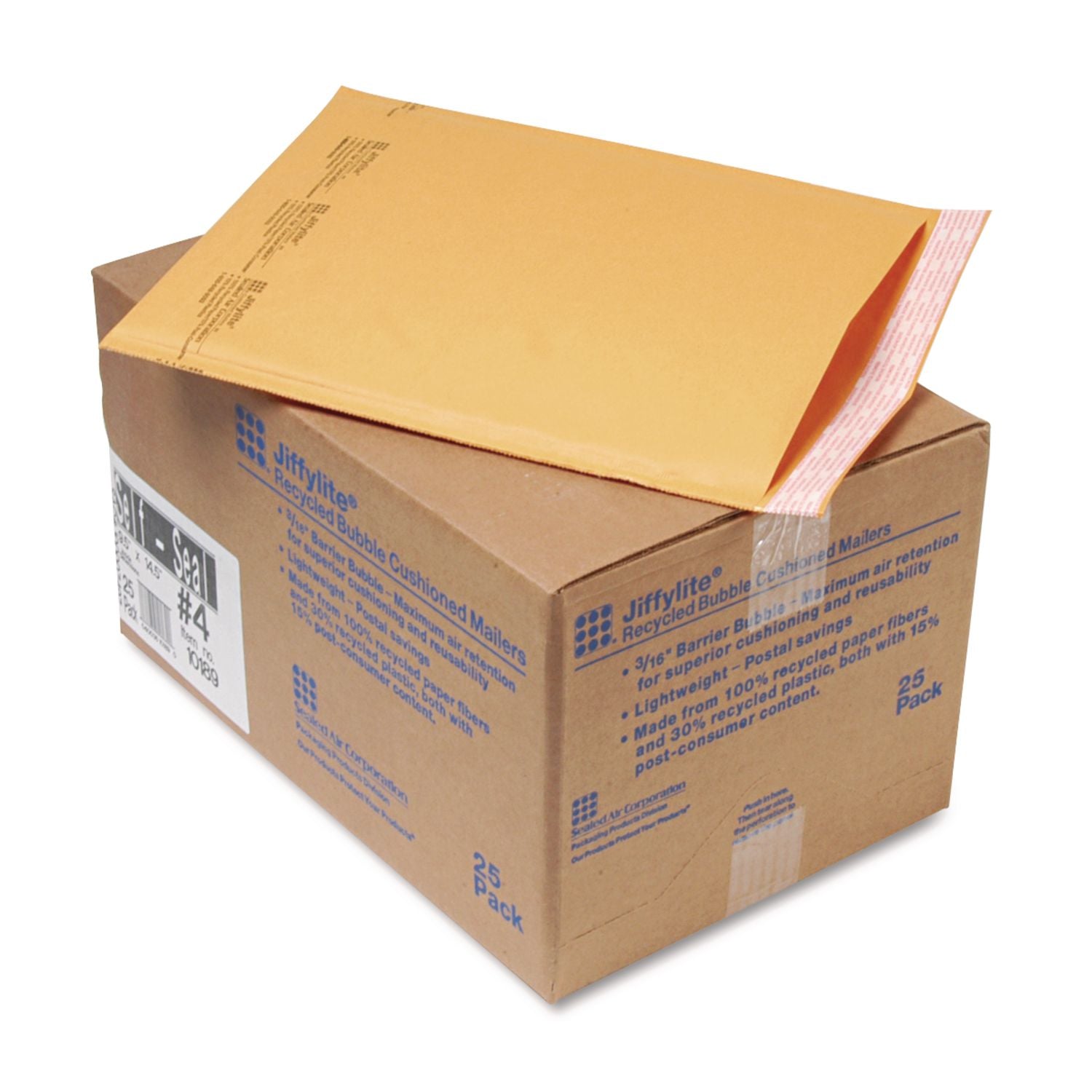Sealed Air JiffyLite Cellular Cushioned Mailers - Bubble - #4 - 9 1/2" Width x 14 1/2" Length - Peel & Seal - Kraft - Kraft - 25 / Carton