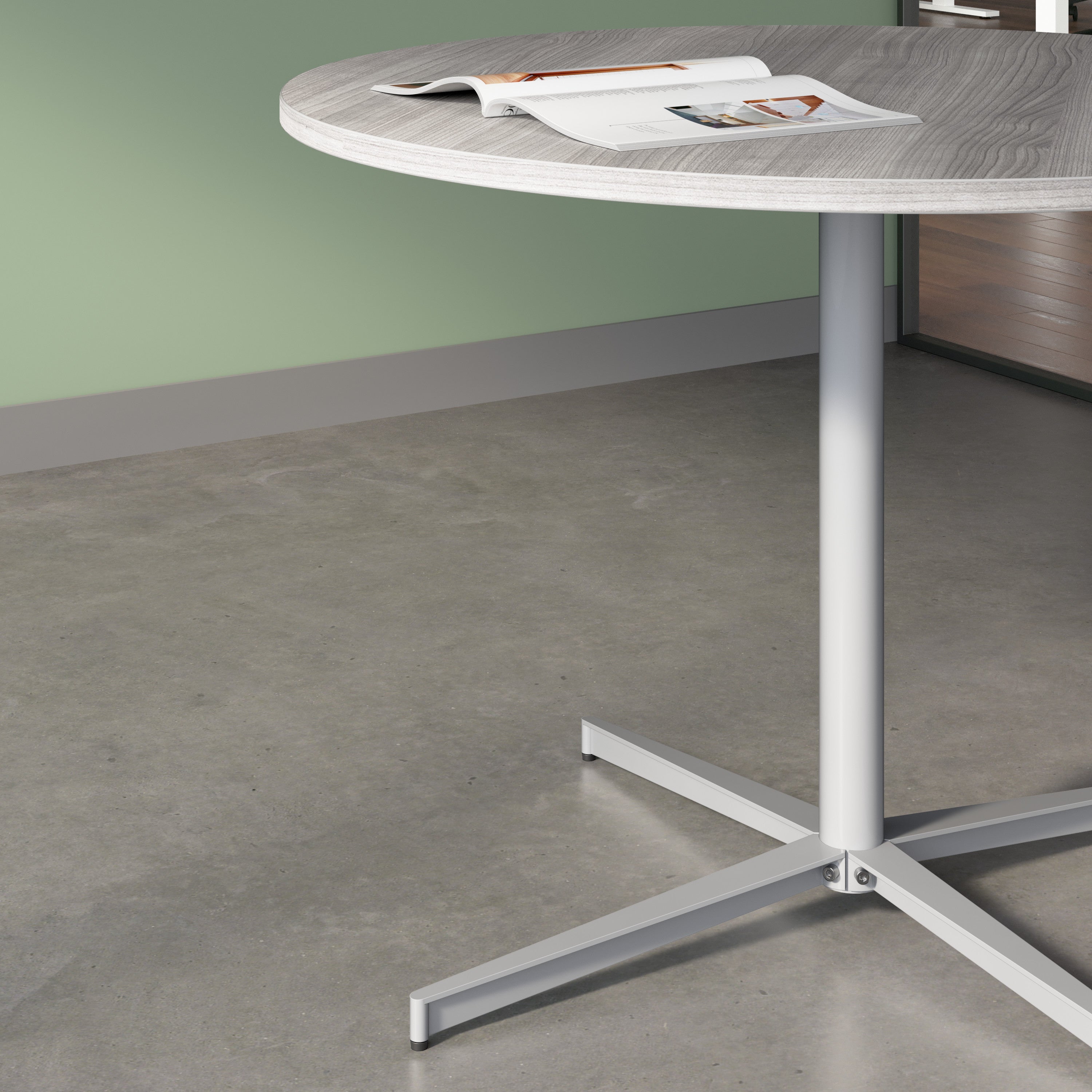 Bush Business Furniture 42-inch Round Conference Table with Metal Base in Platinum Gray - 41.38" Width x 41.38" Depth x 30.33" Height