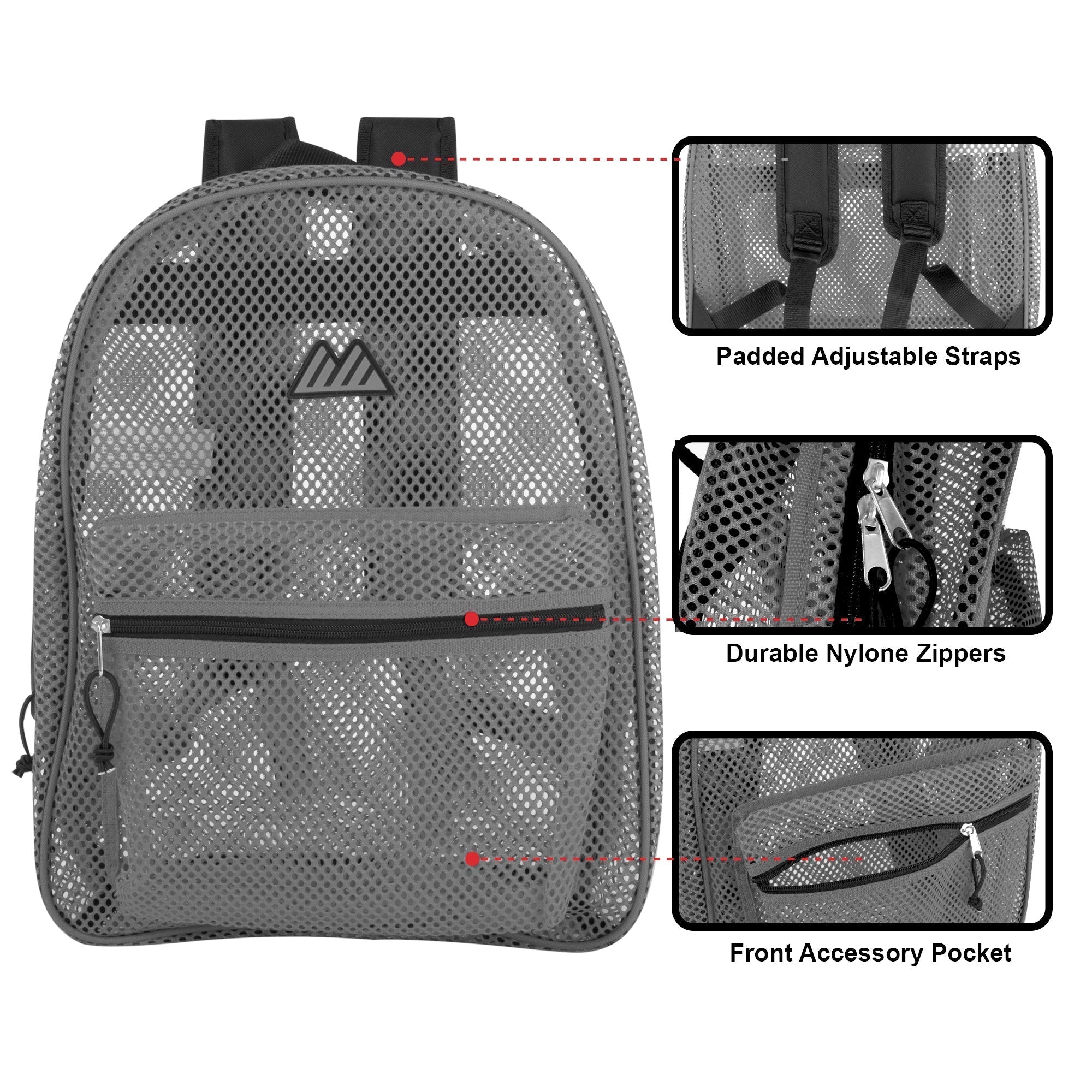 Bulk Premium 17" Mesh Backpack - 3 Colors - 24 in the Pack