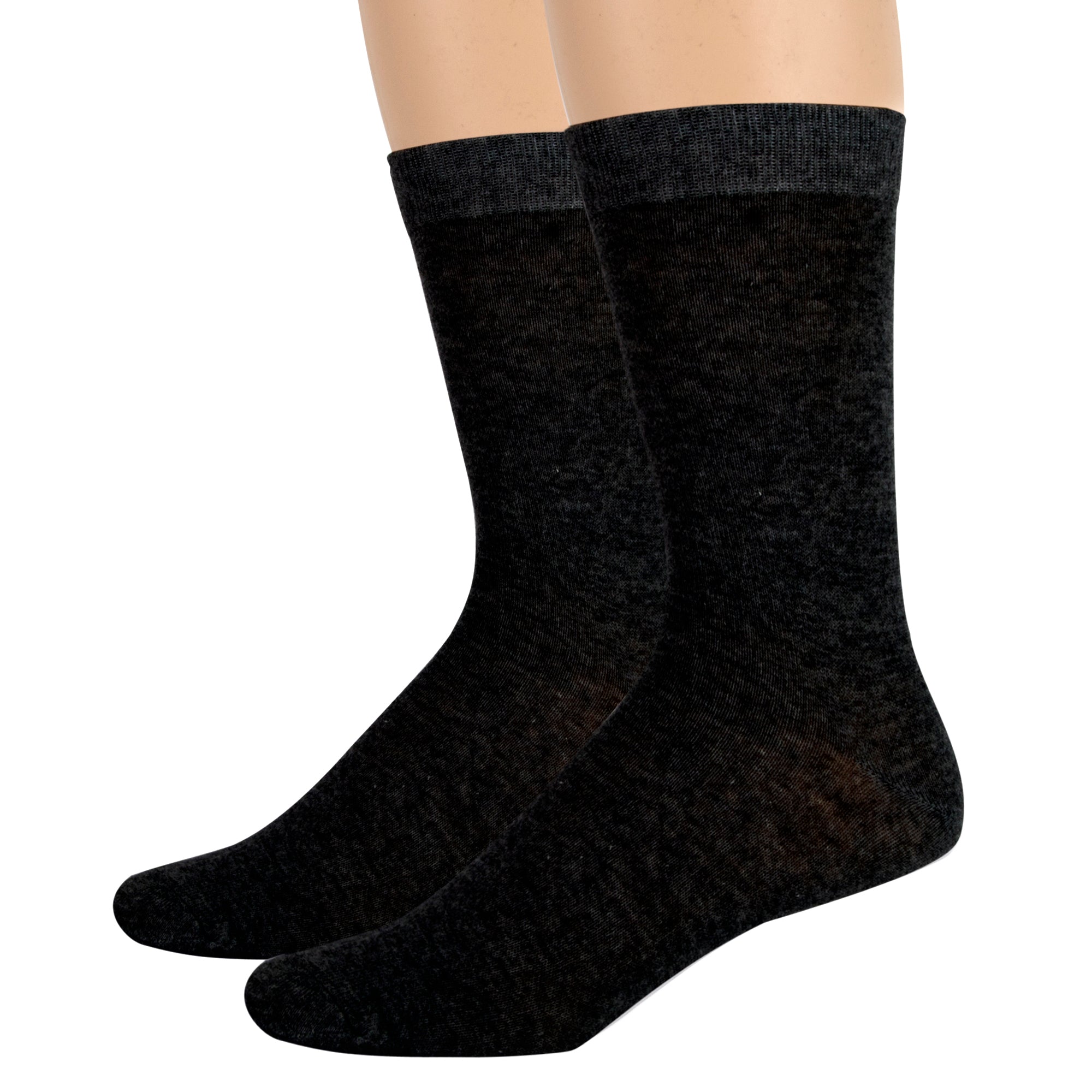Women's Solid Crew Socks- Black - 100 pairs in the Pack
