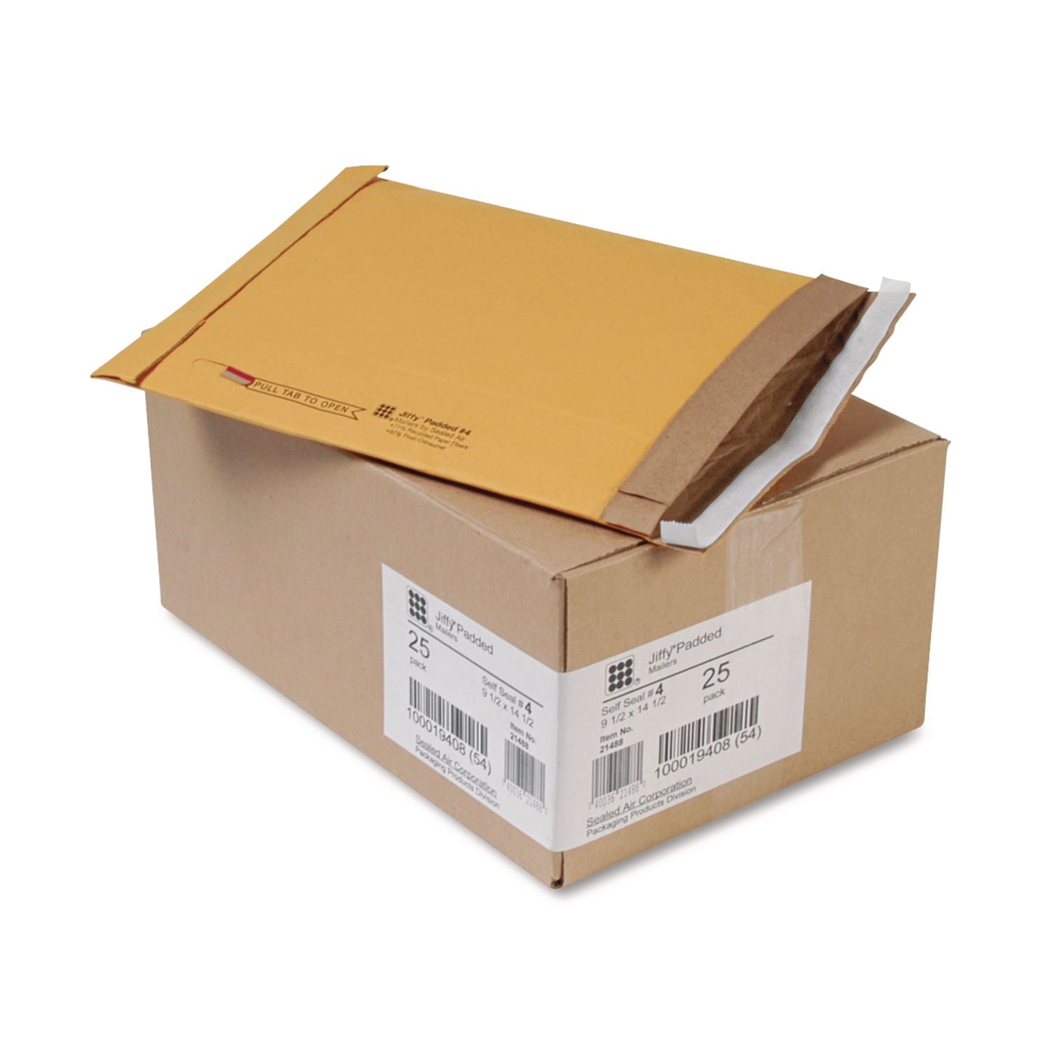 Jiffy Mailer Padded Self-seal Mailers, #4, 9.5" x 14.5", Natural Kraft/Satin Gold, Kraft, 25/Carton