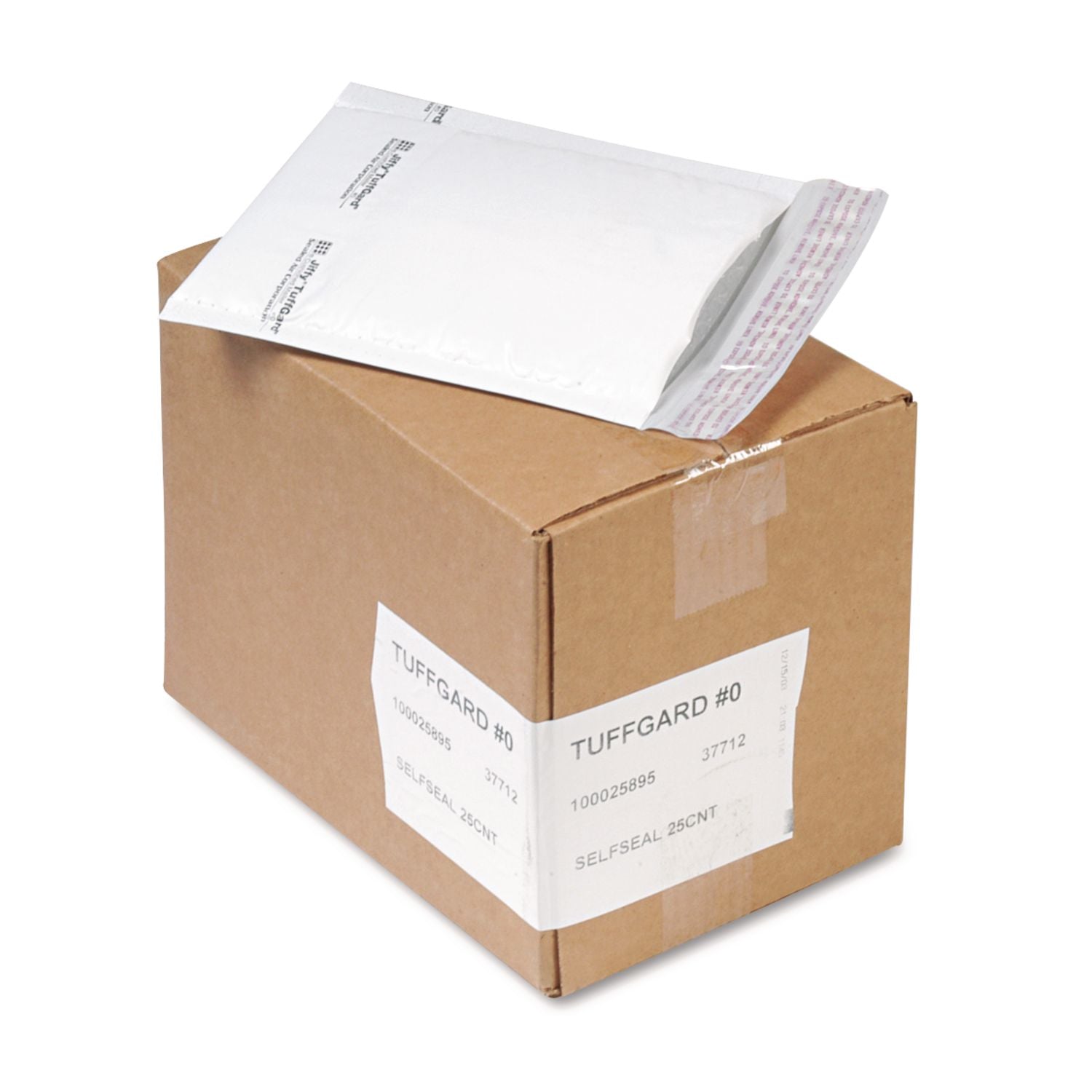 Sealed Air Tuffgard Premium Cushioned Mailers - Bubble - #0 - 6" Width x 10" Length - Peel & Seal - White - Poly - 25 / Carton