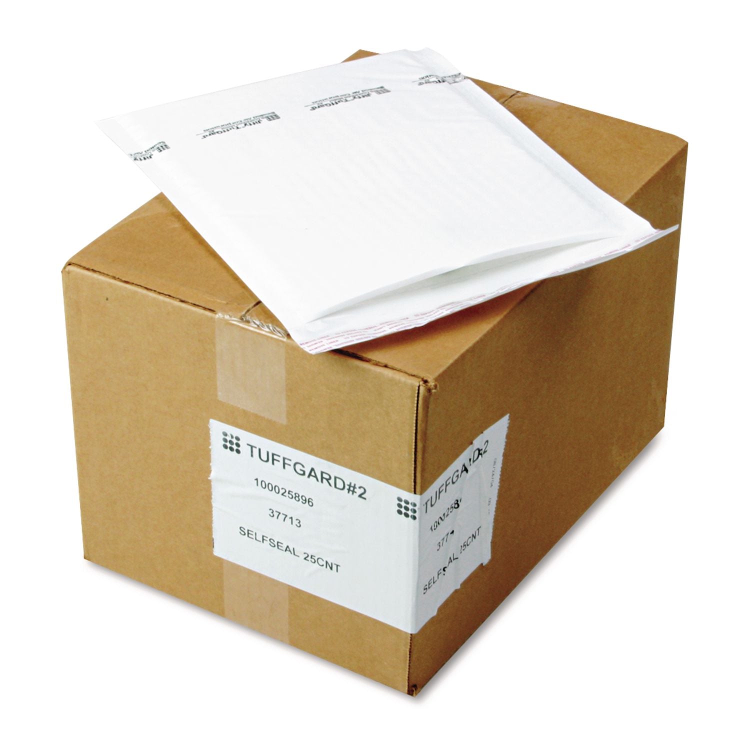 Sealed Air Tuffgard Premium Cushioned Mailers - Bubble - #2 - 8 1/2" Width x 12" Length - Peel & Seal - White - Poly - 25 / Carton