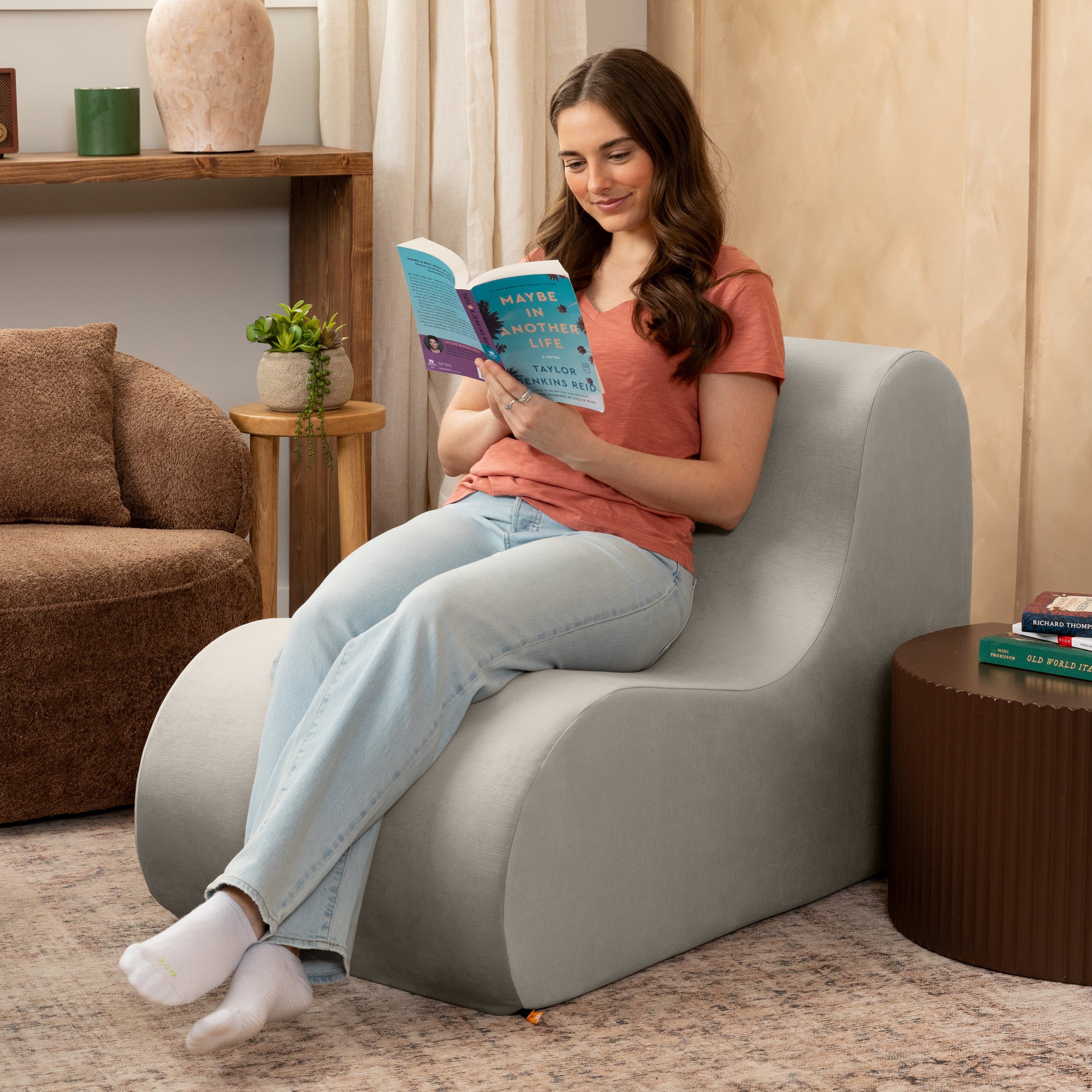Jaxx Uptown Large Modern Armless Accent Chair, Dove Grey