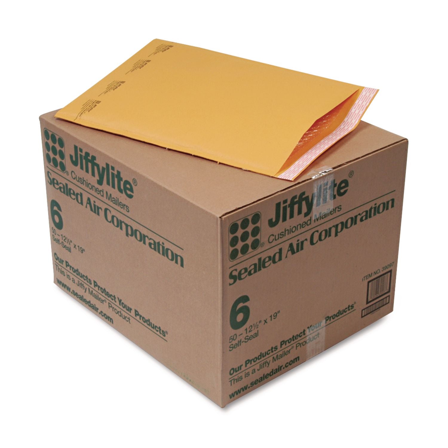 Sealed Air JiffyLite Cellular Cushioned Mailers - Bubble - #6 - 12 1/2" Width x 19" Length - Peel & Seal - Kraft - Kraft - 50 / Carton