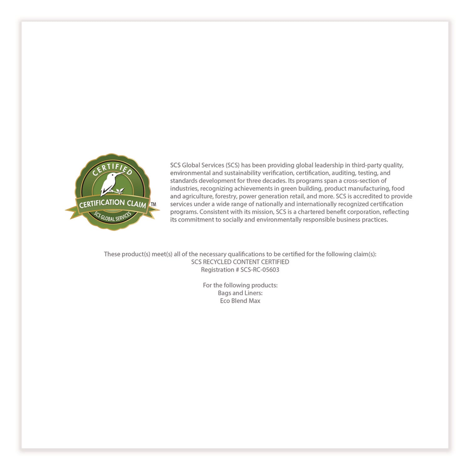 Heritage Eco Blend Max Can Liners - 23 gal Capacity - 28" Width x 0.80 mil (20 Micron) Thickness - Low Density - Blue Tint - Resin, Linear Low-Density Polyethylene (LLDPE) - Can, Waste - Recycled - 1 Carton
