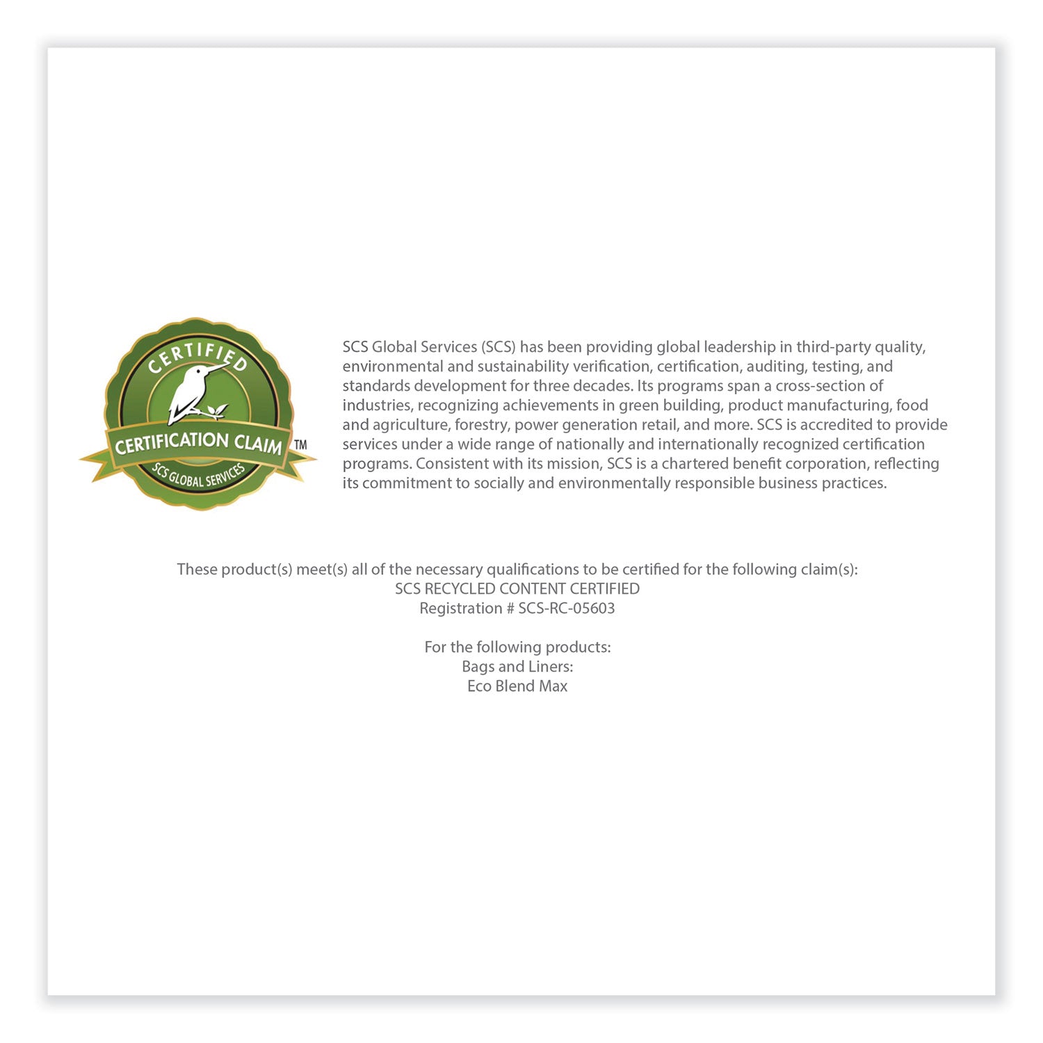 Heritage Eco Blend Max Can Liners - 33 gal Capacity - 33" Width x 0.80 mil (20 Micron) Thickness - Low Density - Blue Tint - Linear Low-Density Polyethylene (LLDPE), Resin - Can, Waste - Recycled - 1 Carton