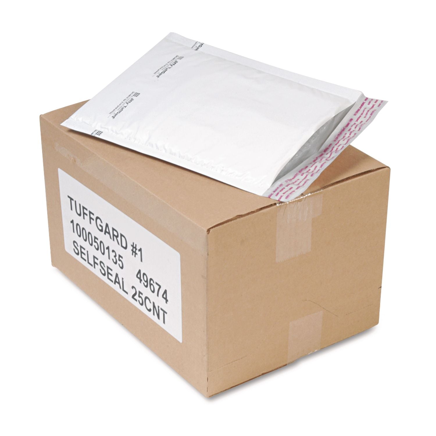 Sealed Air Tuffgard Premium Cushioned Mailers - Bubble - #1 - 7 1/4" Width x 12" Length - Peel & Seal - White - Poly - 25 / Carton