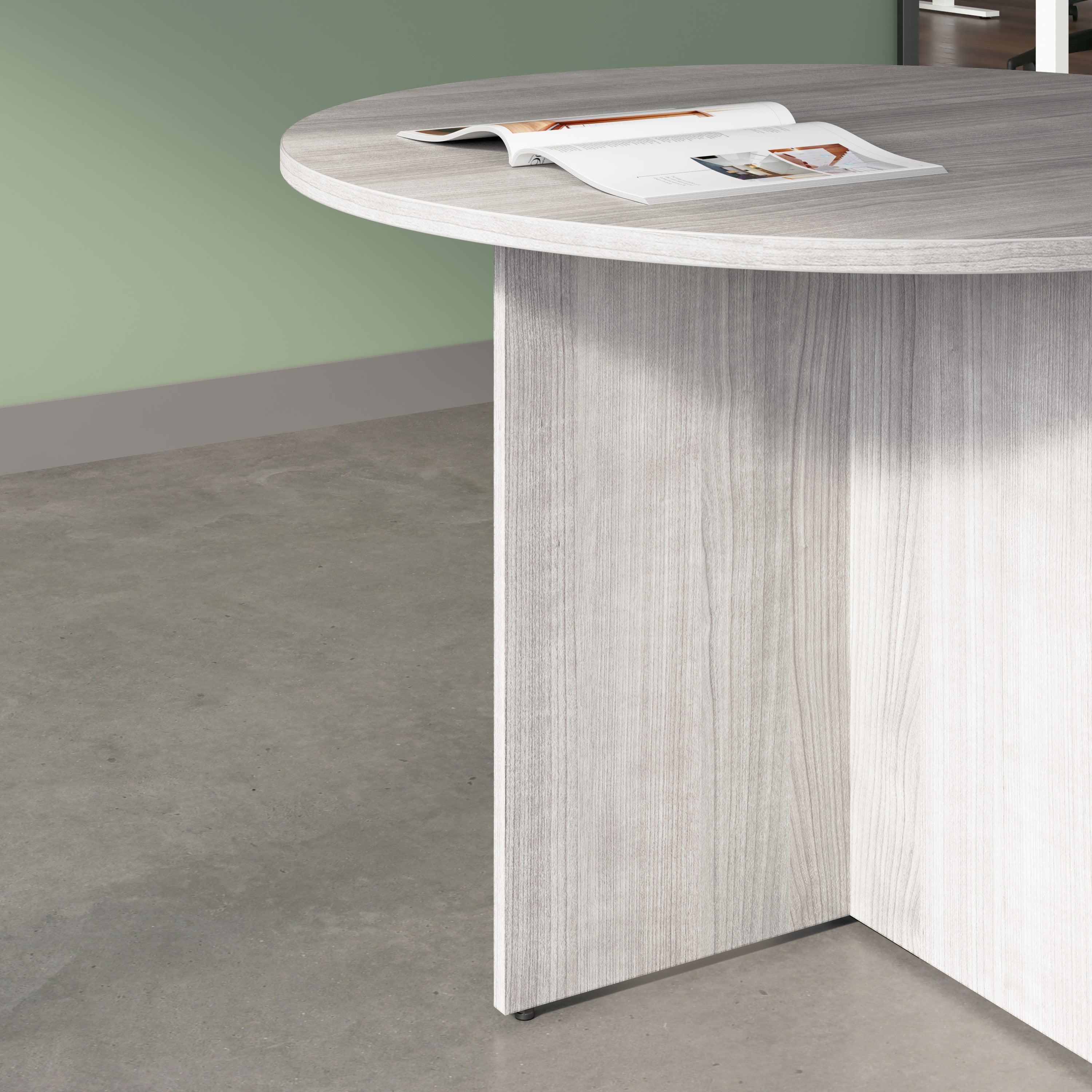 Bush Business Furniture 42-inch Round Conference Table with Wood Base in Platinum Gray - 41.38" Width x 41.38" Depth x 28.65" Height