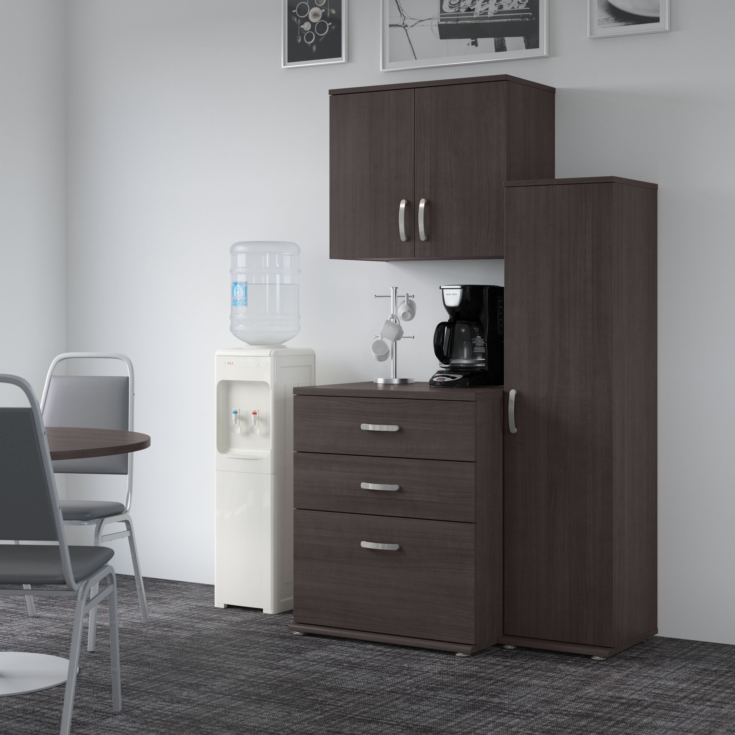 Bush Business Furniture Universal 44W 3 Piece Modular Storage Set with Floor and Wall Cabinets in Storm Gray - 44.02" Width x 24.69" Depth x 61.81" Height