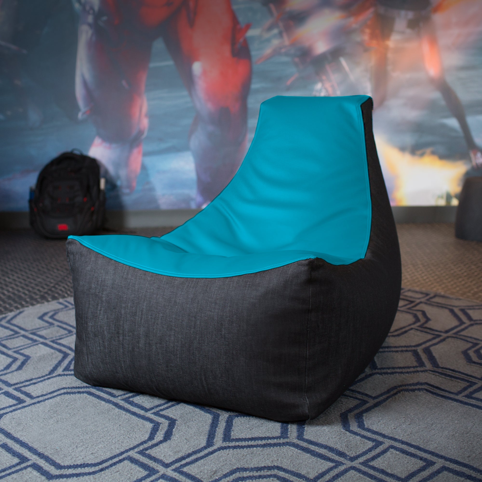 Jaxx Pixel Gamer Chair - Game Room / Home Theater Bean Bag Chair, Turquoise