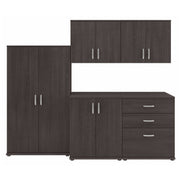 Bush Business Furniture Universal 92W 5 Piece Modular Storage Set with Floor and Wall Cabinets in Storm Gray - 82.41" Width x 24.69" Depth x 61.81" Height