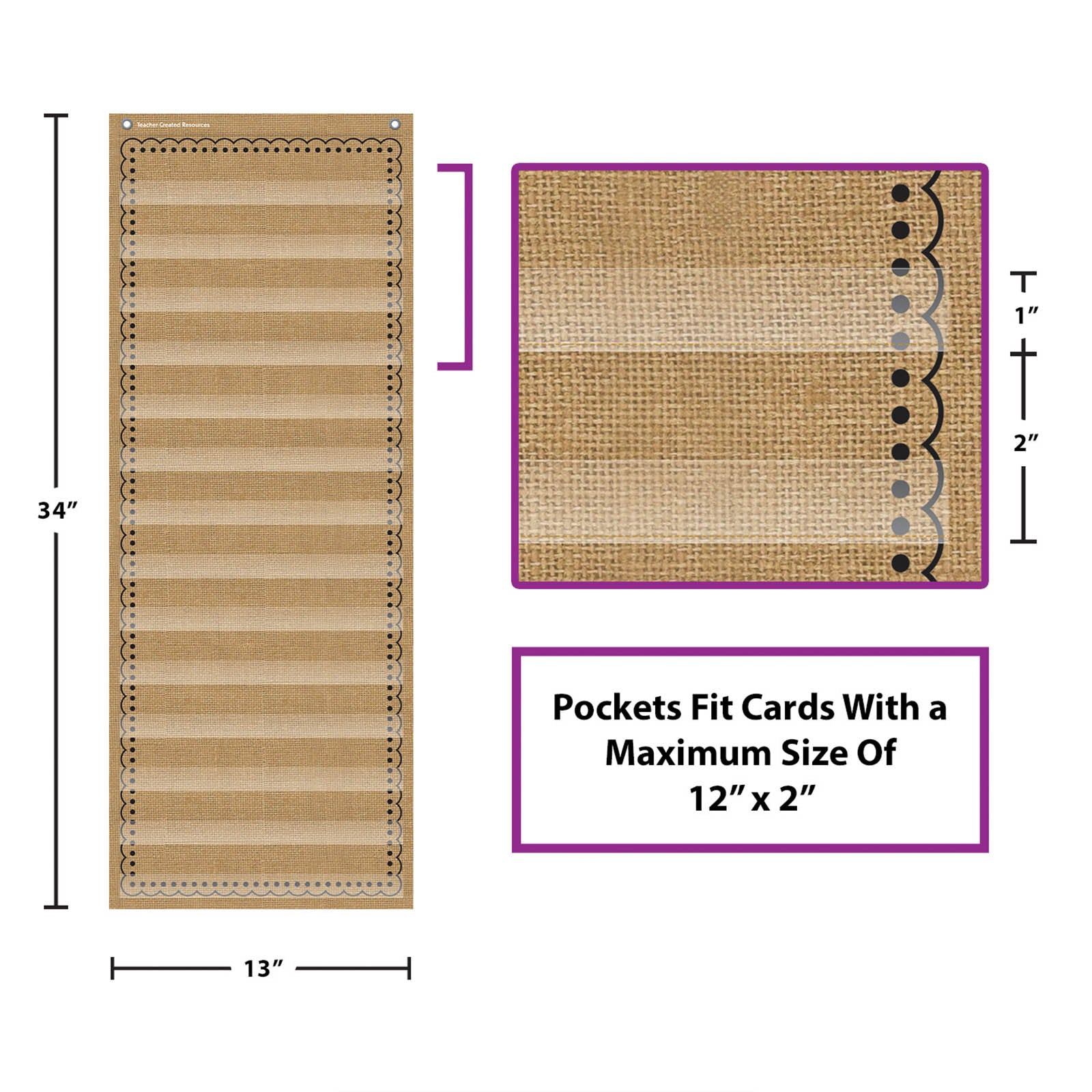 Burlap 14 Pocket Chart (13" x 34")
